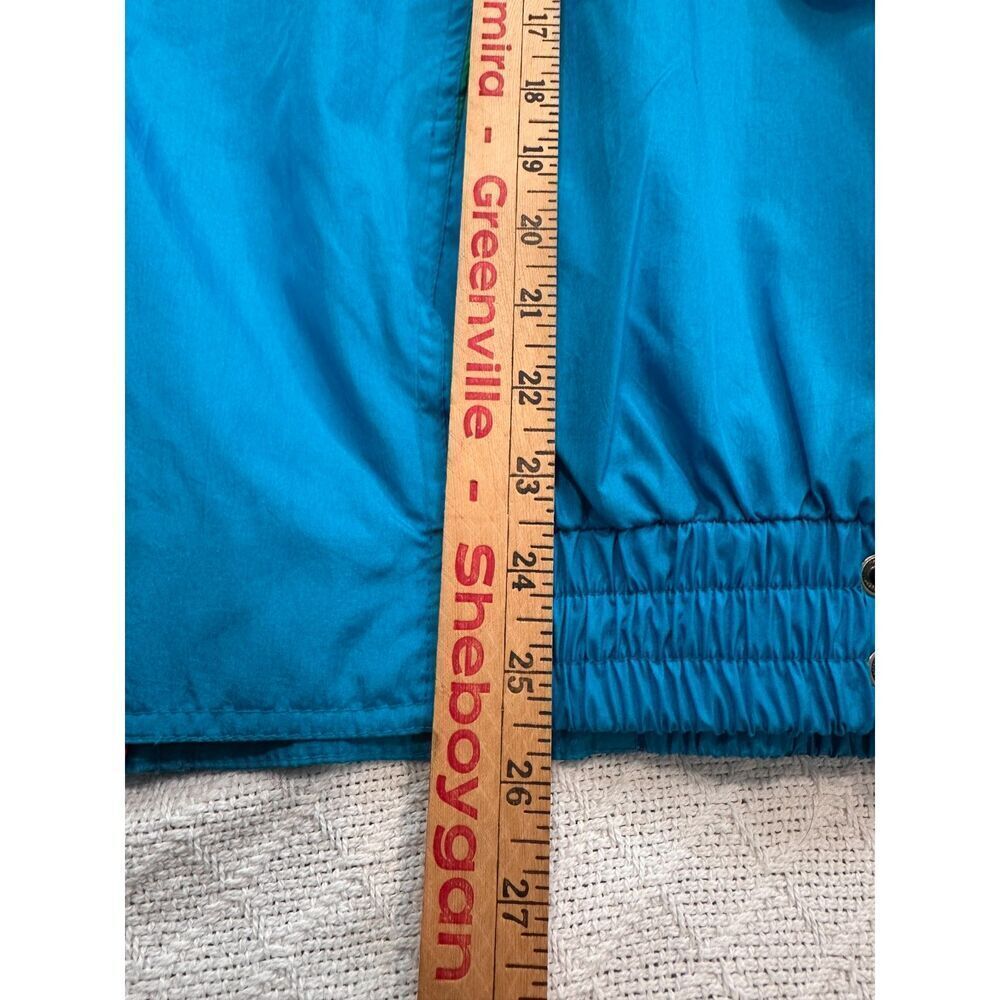 Unex Vintage 90s Windbreaker Jacket Size Medium Teal Green Shoulder Pads - Picture 5 of 9